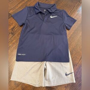 Nike Dri-Fit Kids Polo Shirt and shorts set in Navy and Gray - size 4 (XS)